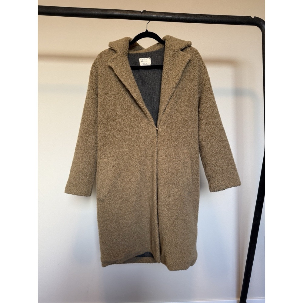Diega Teddy Bear‎ Beige Coat Javket Size Small Overcoat